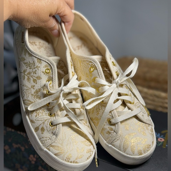 Keds Shoes - keds x rifle paper co floral gold print sneakers
